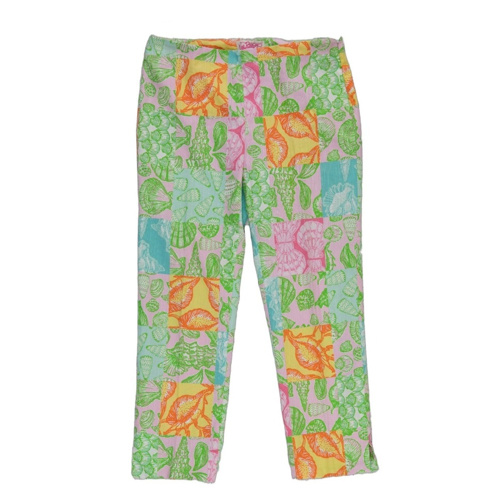 Lilly Pulitzer Cropped Pants Women's Size 2 Multicolor Patchwork Shell‎ Print